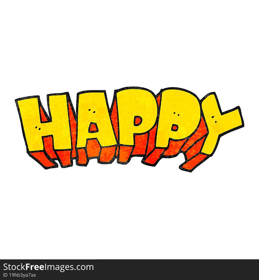 Textured Cartoon Word Happy