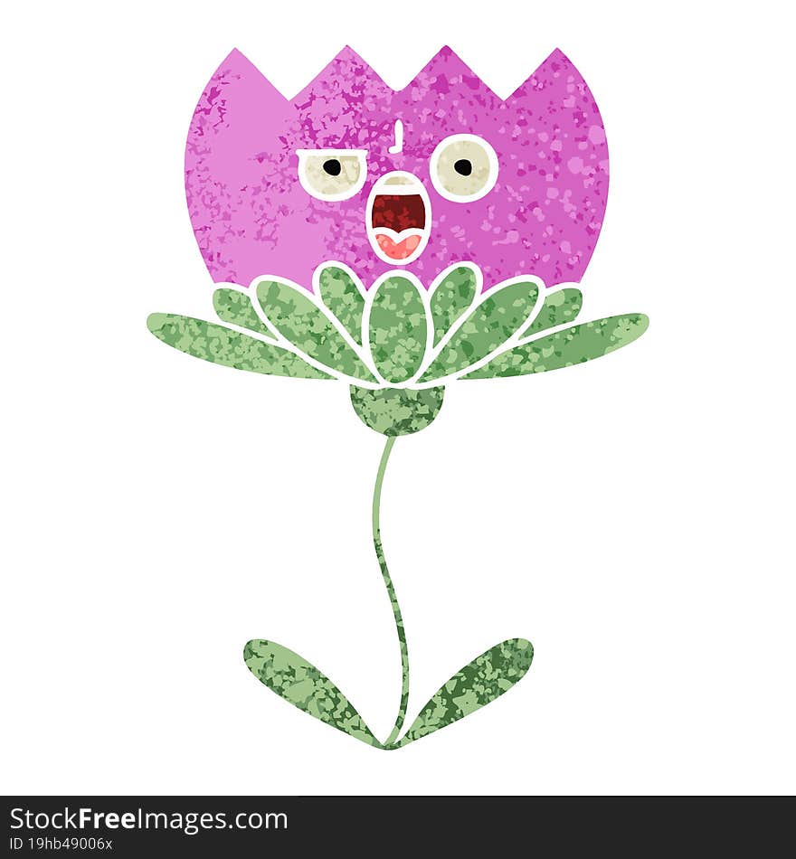 retro illustration style cartoon of a flower