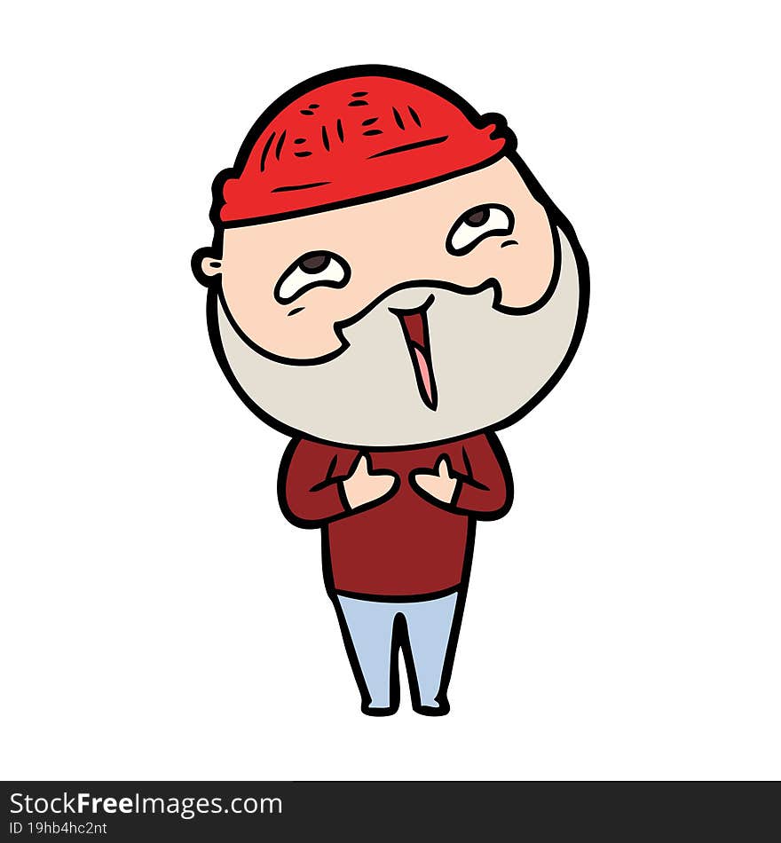 cartoon happy bearded man. cartoon happy bearded man