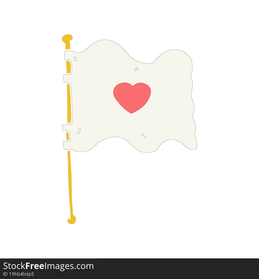 flat color style cartoon flag with love heart