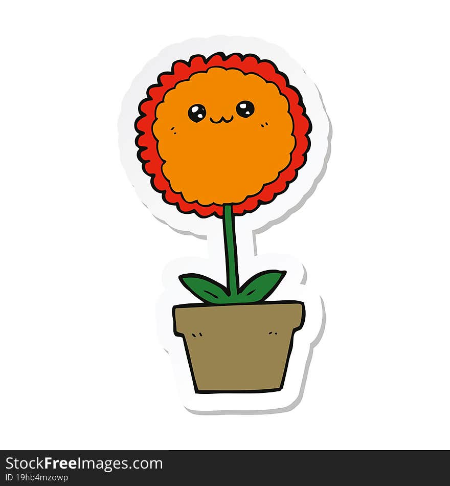 sticker of a cartoon flower