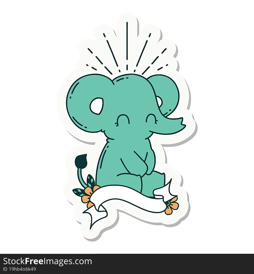 sticker of tattoo style cute elephant