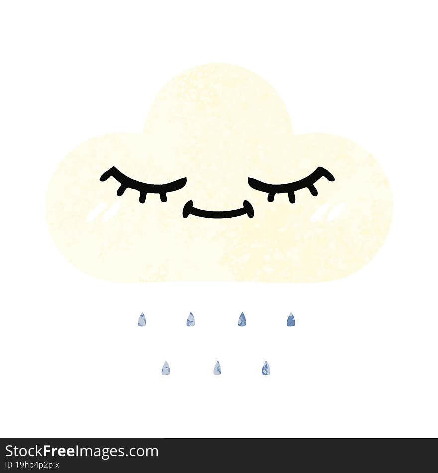 retro illustration style cartoon of a rain cloud