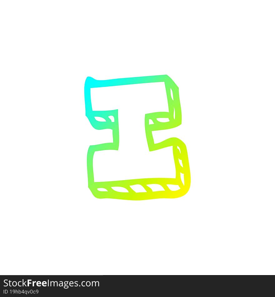 Cold Gradient Line Drawing Cartoon Letter I