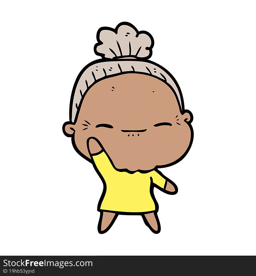 cartoon peaceful old woman. cartoon peaceful old woman