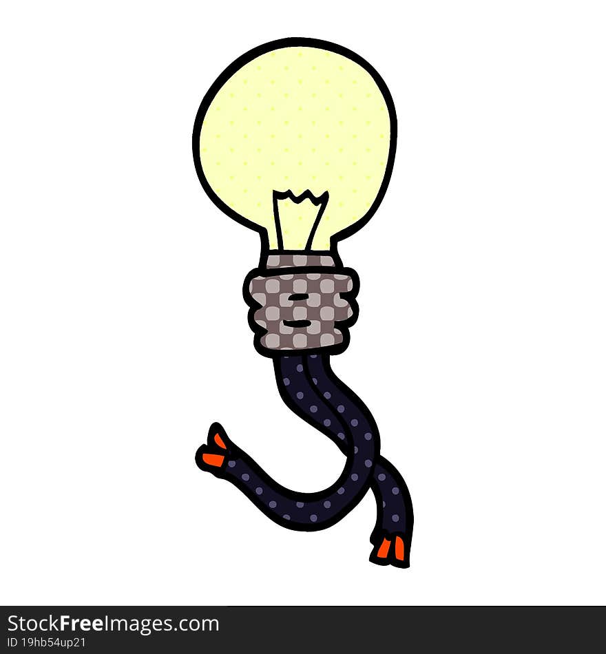 cartoon doodle glowing light bulb