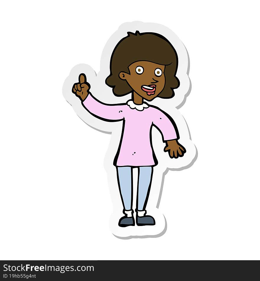 Sticker Of A Cartoon Woman With Idea