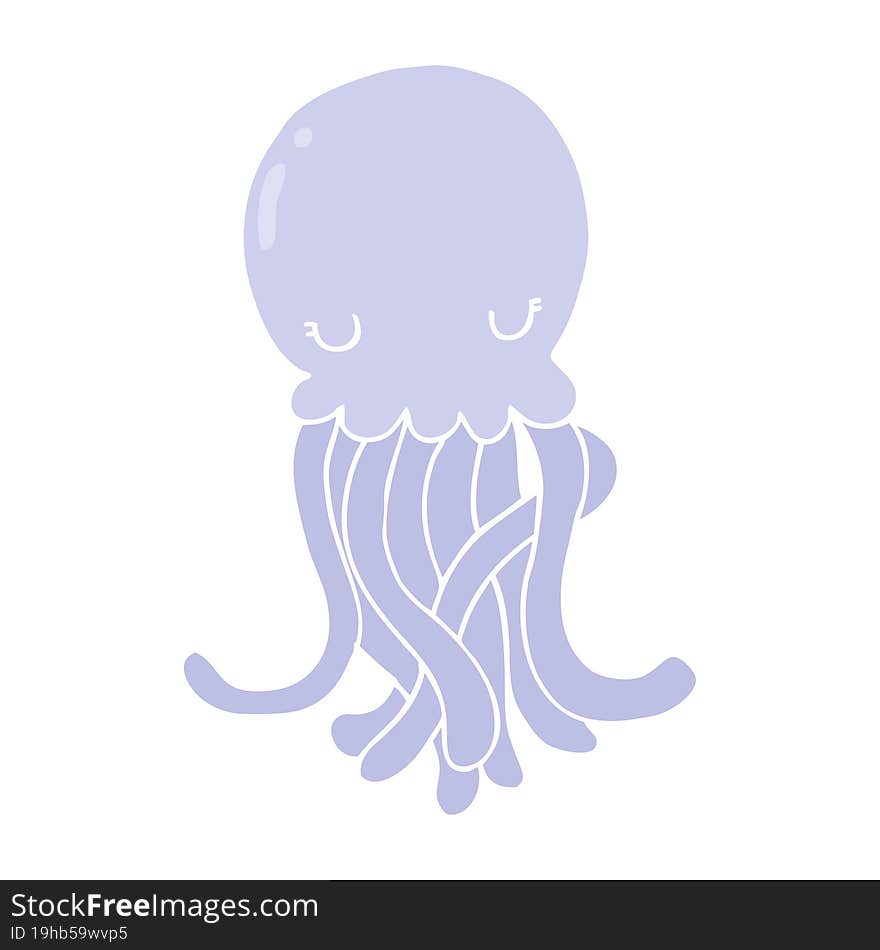 Cute Flat Color Style Cartoon Jellyfish