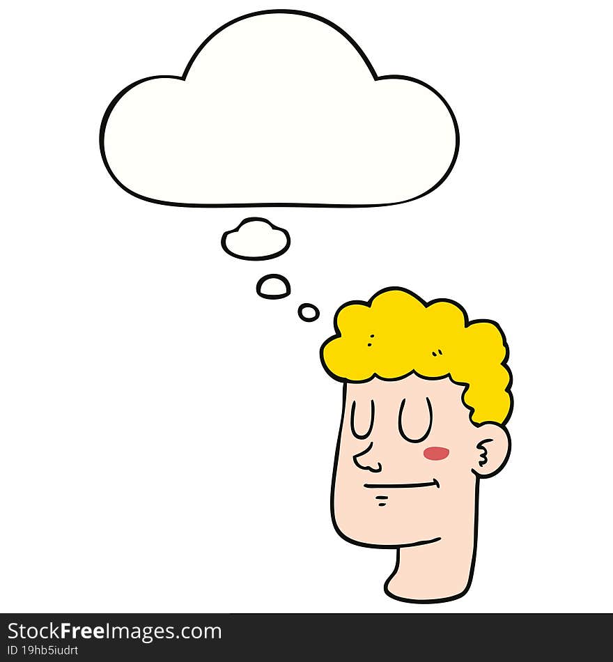 cartoon male face and thought bubble