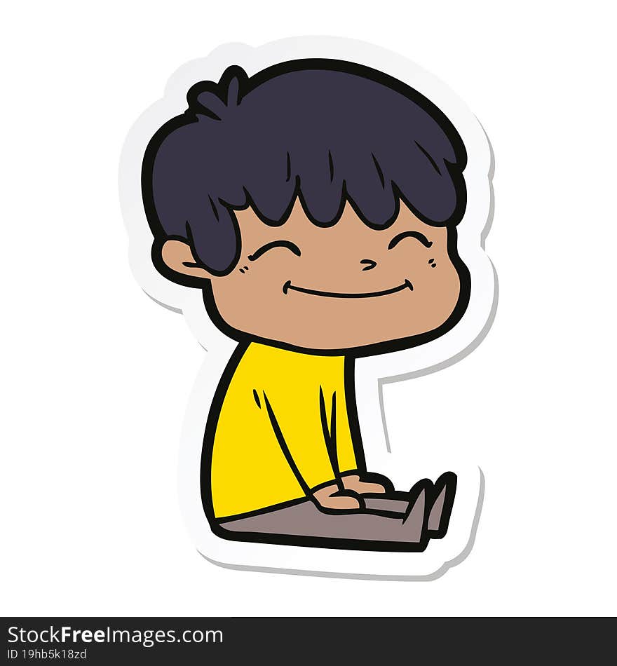 sticker of a cartoon happy boy