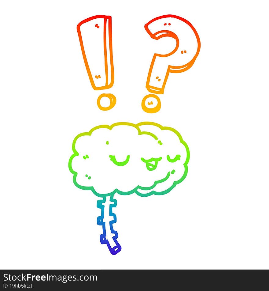 rainbow gradient line drawing cartoon curious brain