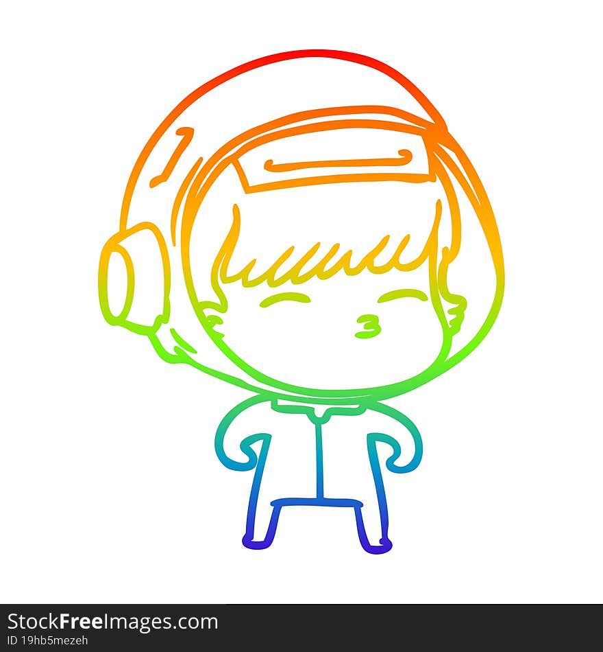 rainbow gradient line drawing cartoon curious astronaut