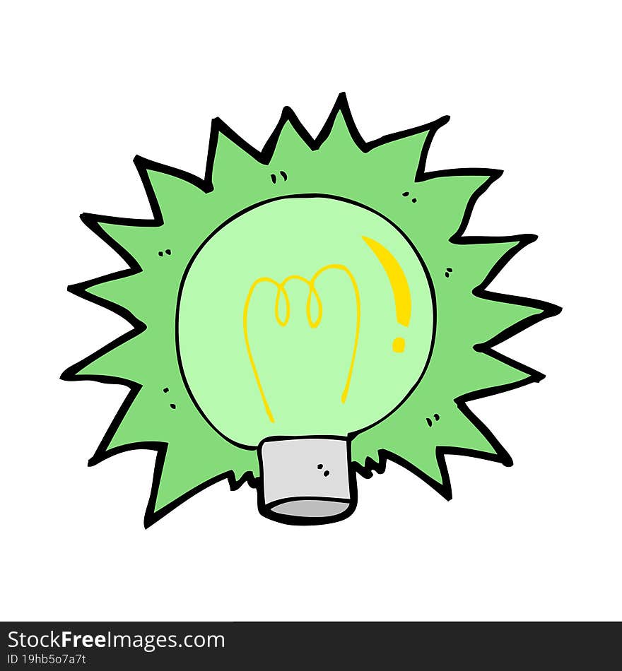 Cartoon Flashing Green Light Bulb