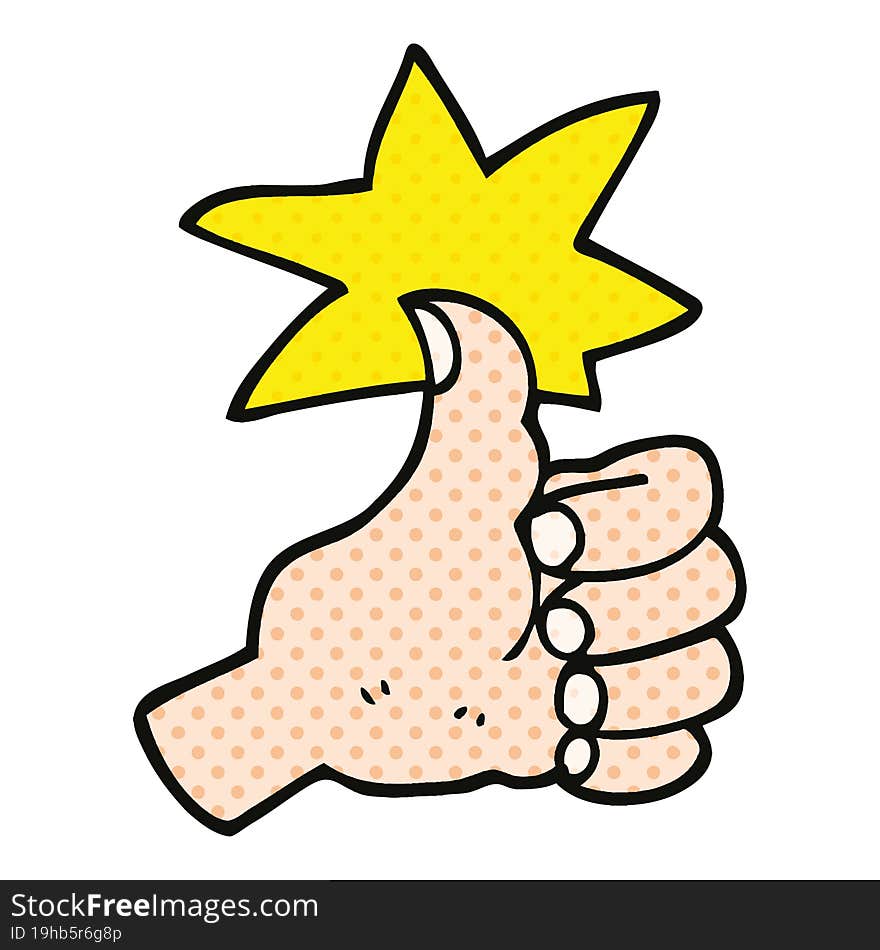 Comic Book Style Cartoon Thumbs Up Symbol