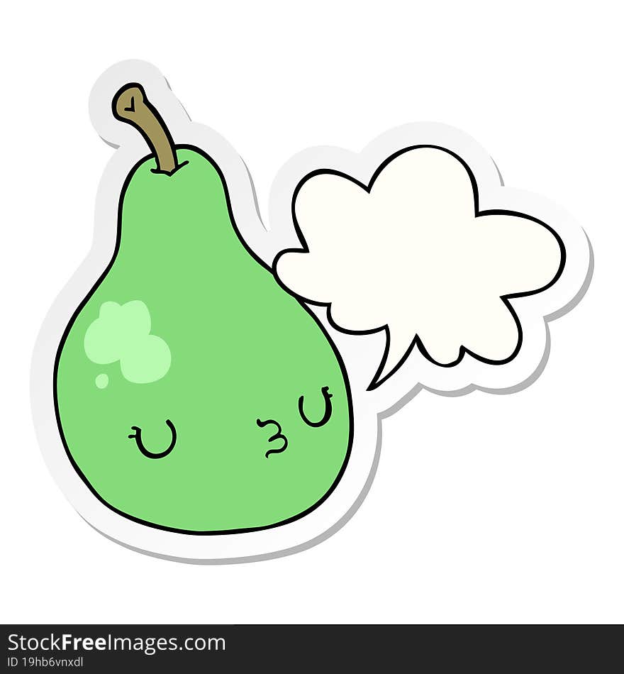 cartoon pear and speech bubble sticker