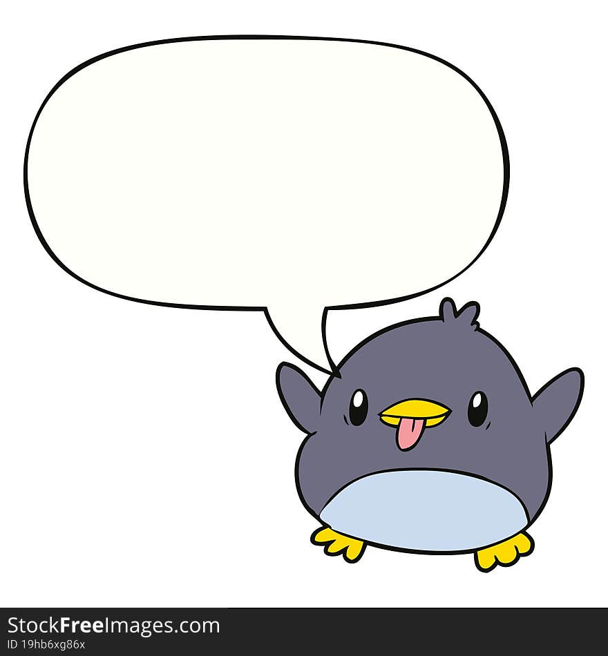 cute cartoon penguin with speech bubble. cute cartoon penguin with speech bubble