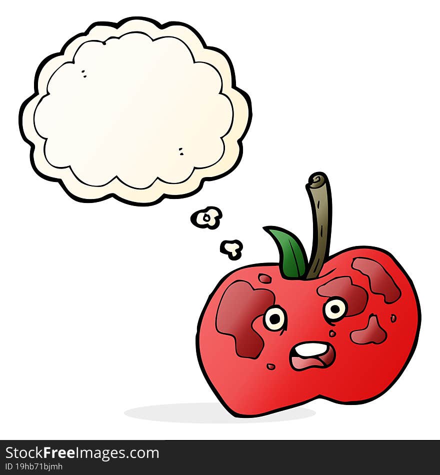 cartoon apple with thought bubble