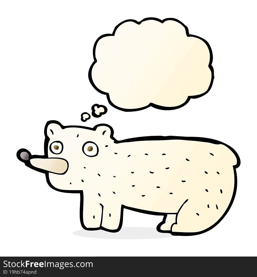 funny cartoon polar bear with thought bubble