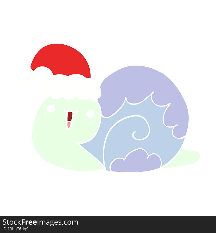 cute flat color style cartoon christmas snail