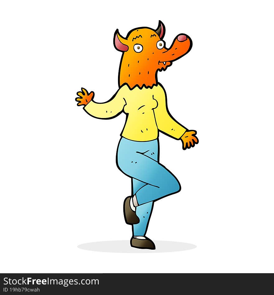 cartoon dancing fox woman