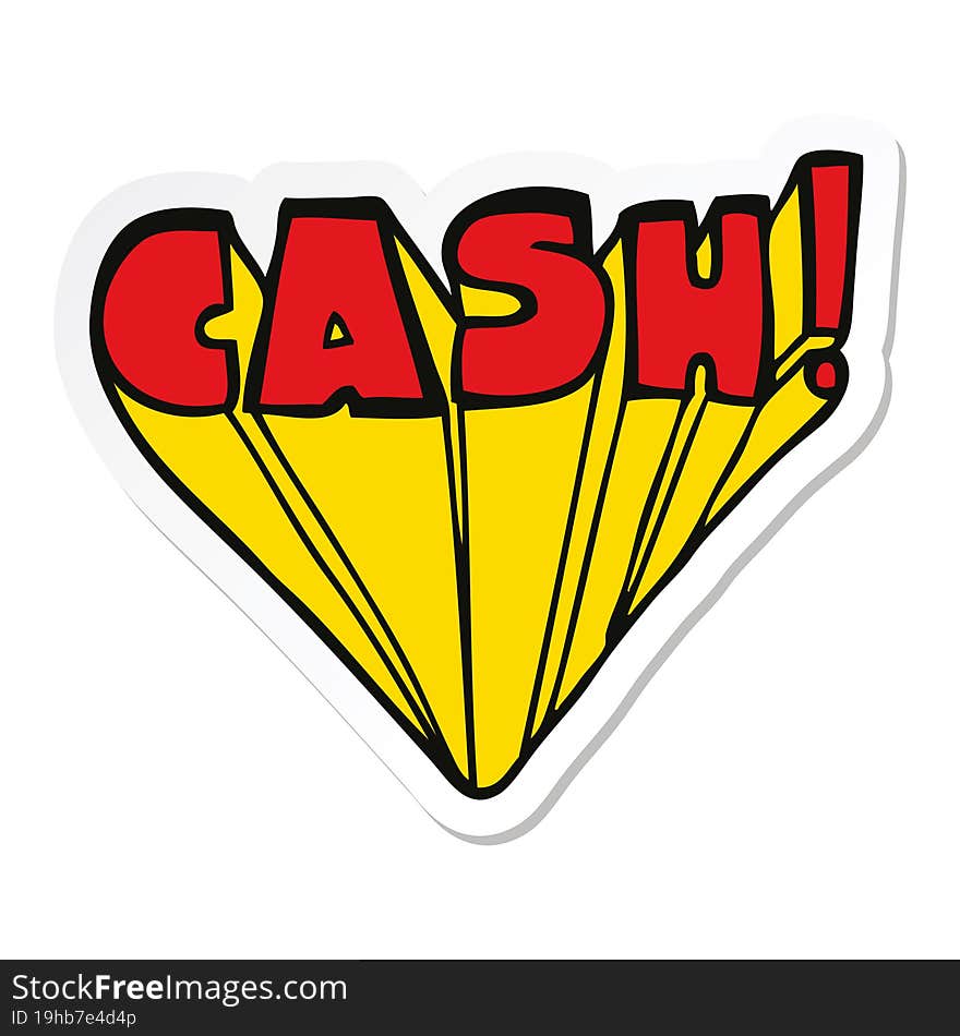 sticker of a cartoon word cash