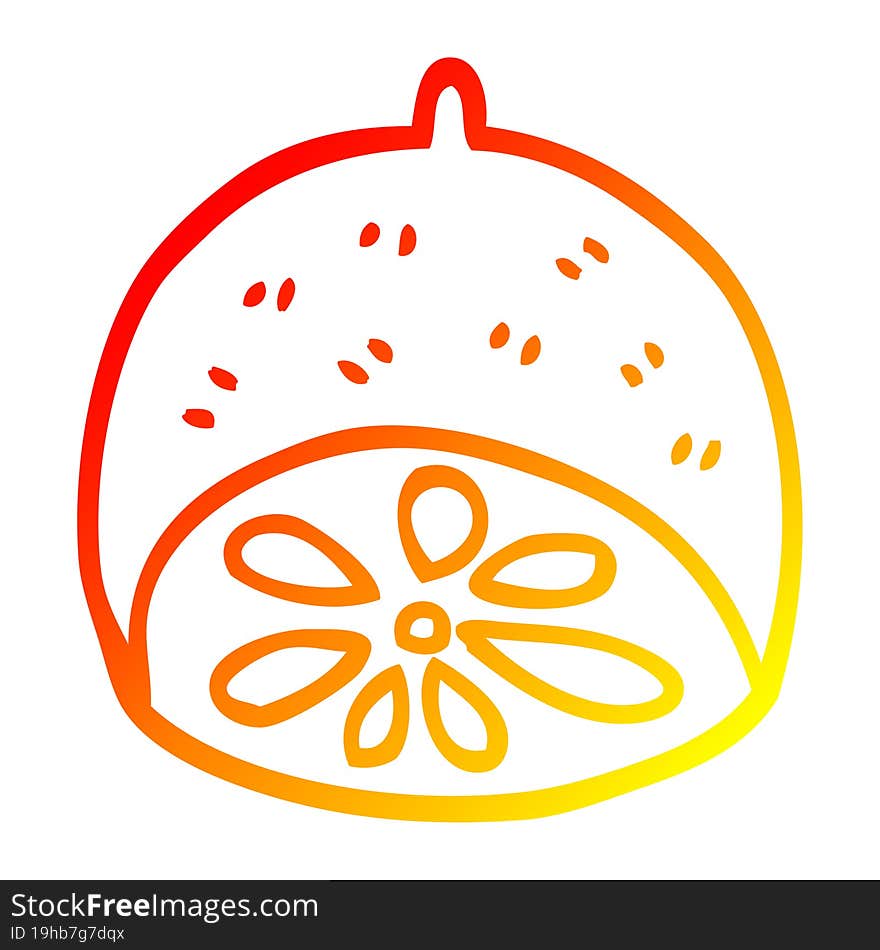 Warm Gradient Line Drawing Cartoon Lime Fruit