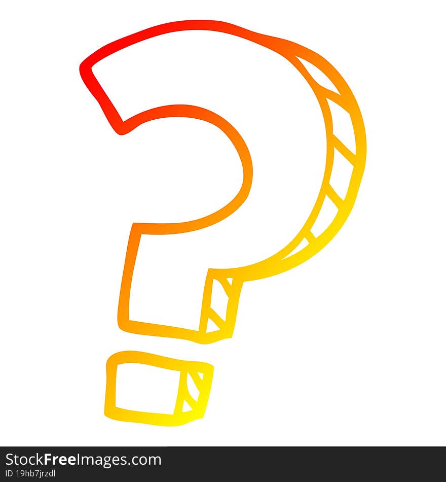 warm gradient line drawing cartoon question mark