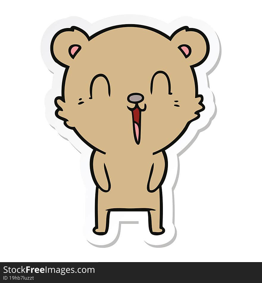 sticker of a happy cartoon bear