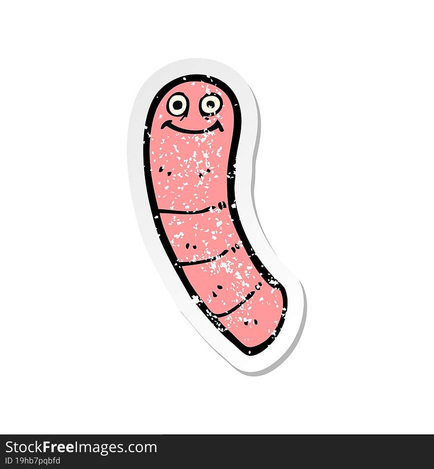 retro distressed sticker of a cartoon worm