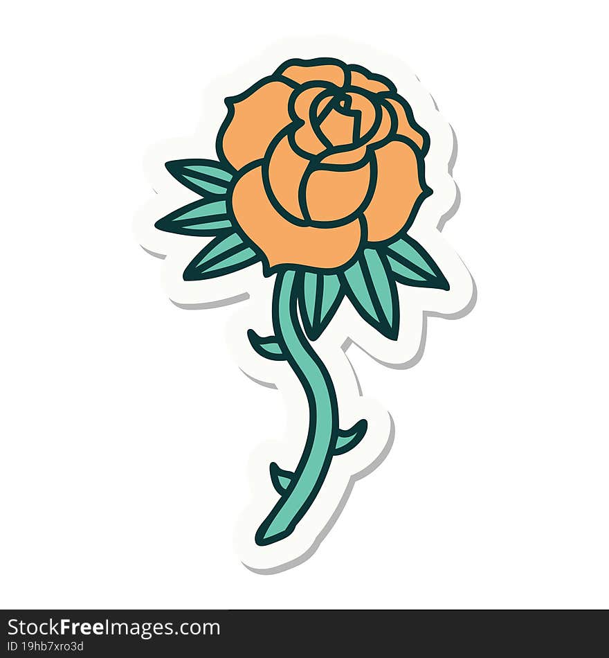 sticker of tattoo in traditional style of a rose. sticker of tattoo in traditional style of a rose