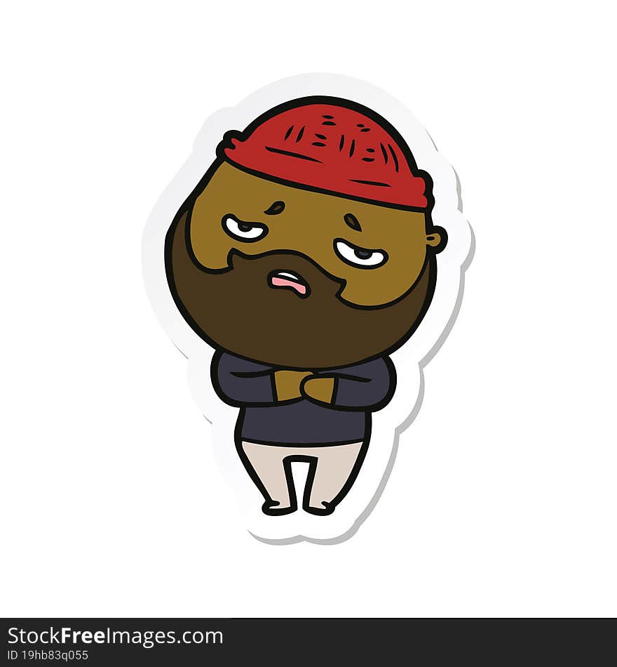 sticker of a cartoon worried man with beard