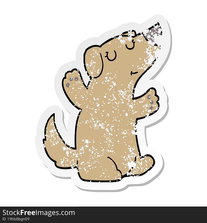 Distressed Sticker Of A Cartoon Dog