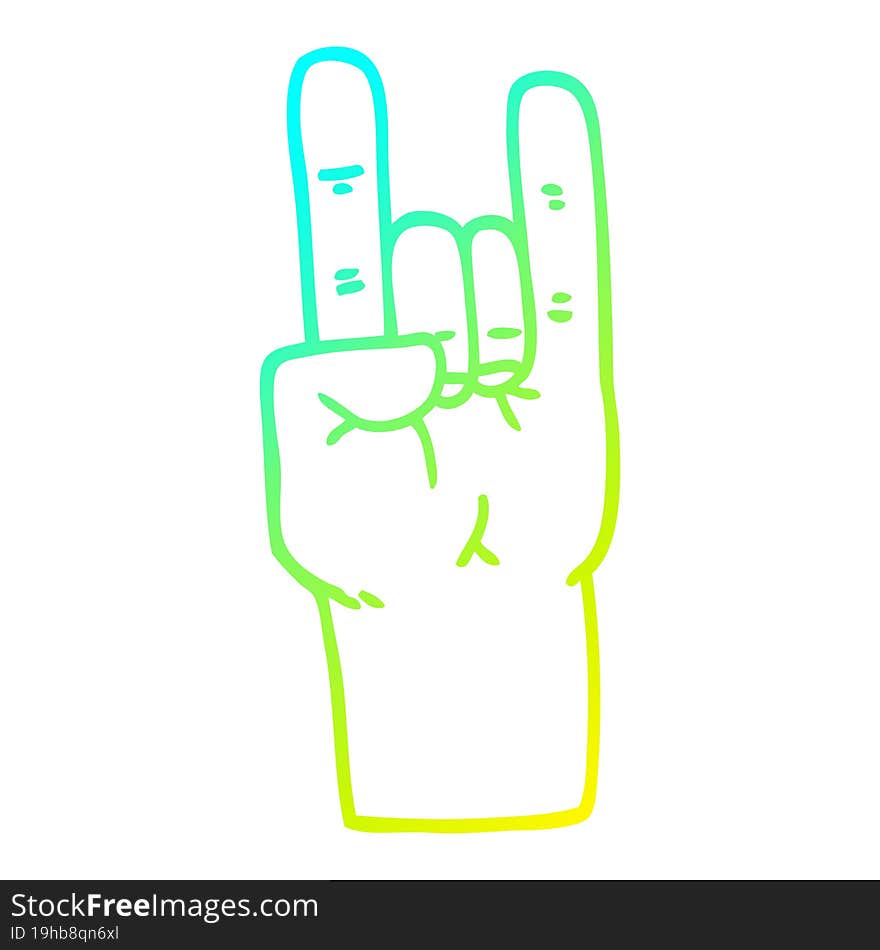 cold gradient line drawing of a cartoon rock music hand