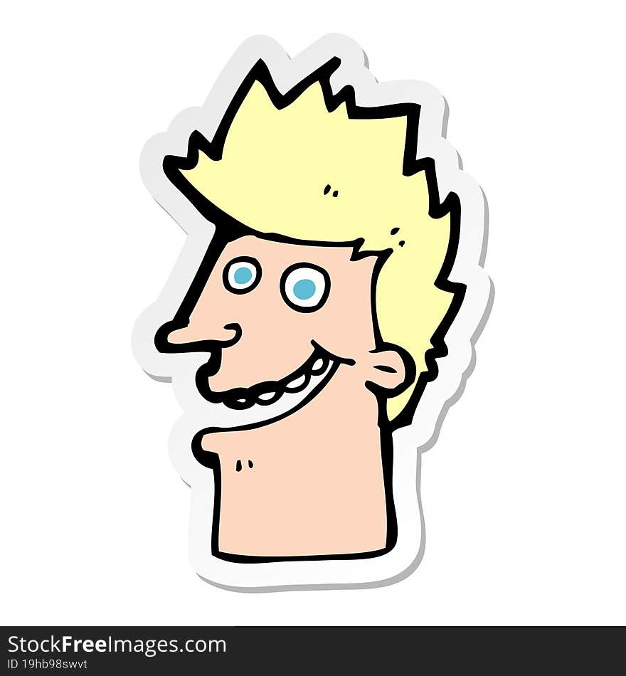 sticker of a cartoon happy man face