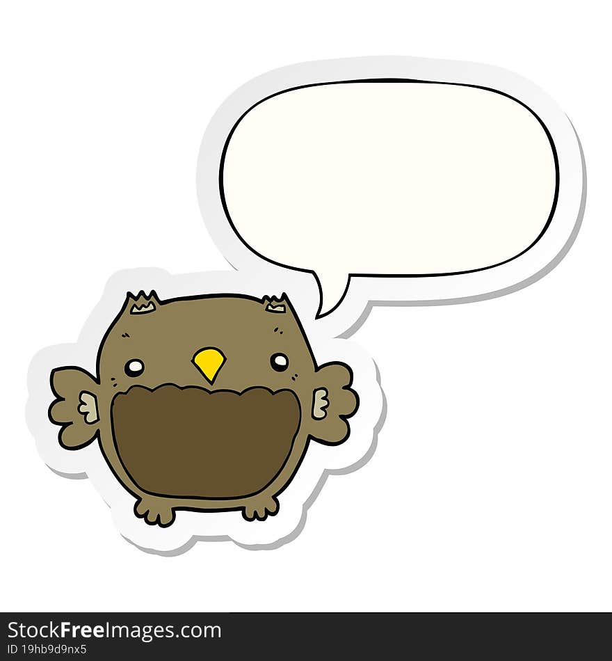 cartoon owl and speech bubble sticker