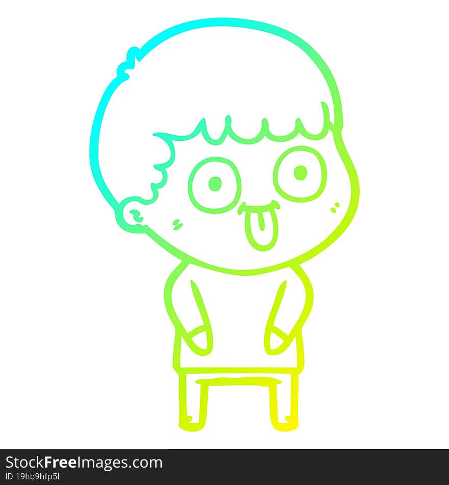 cold gradient line drawing cartoon dumb kid