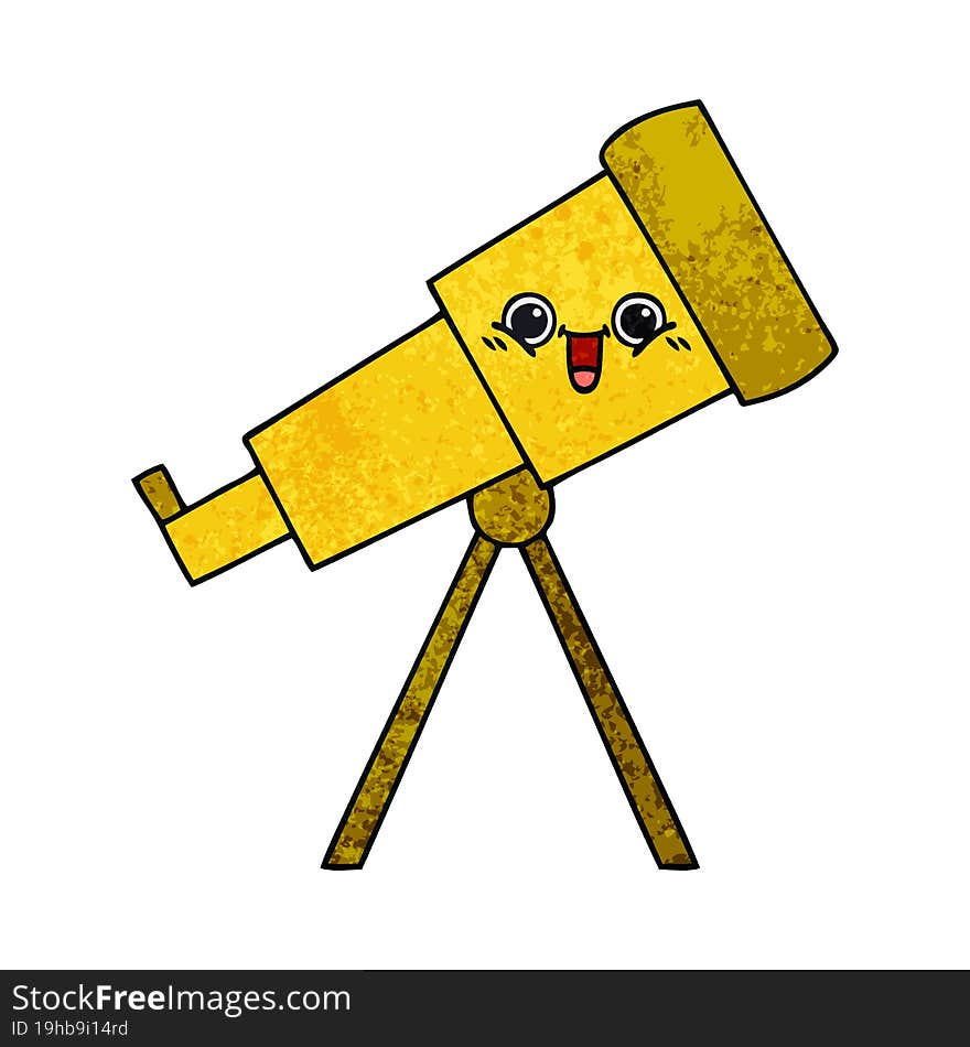 retro grunge texture cartoon of a telescope