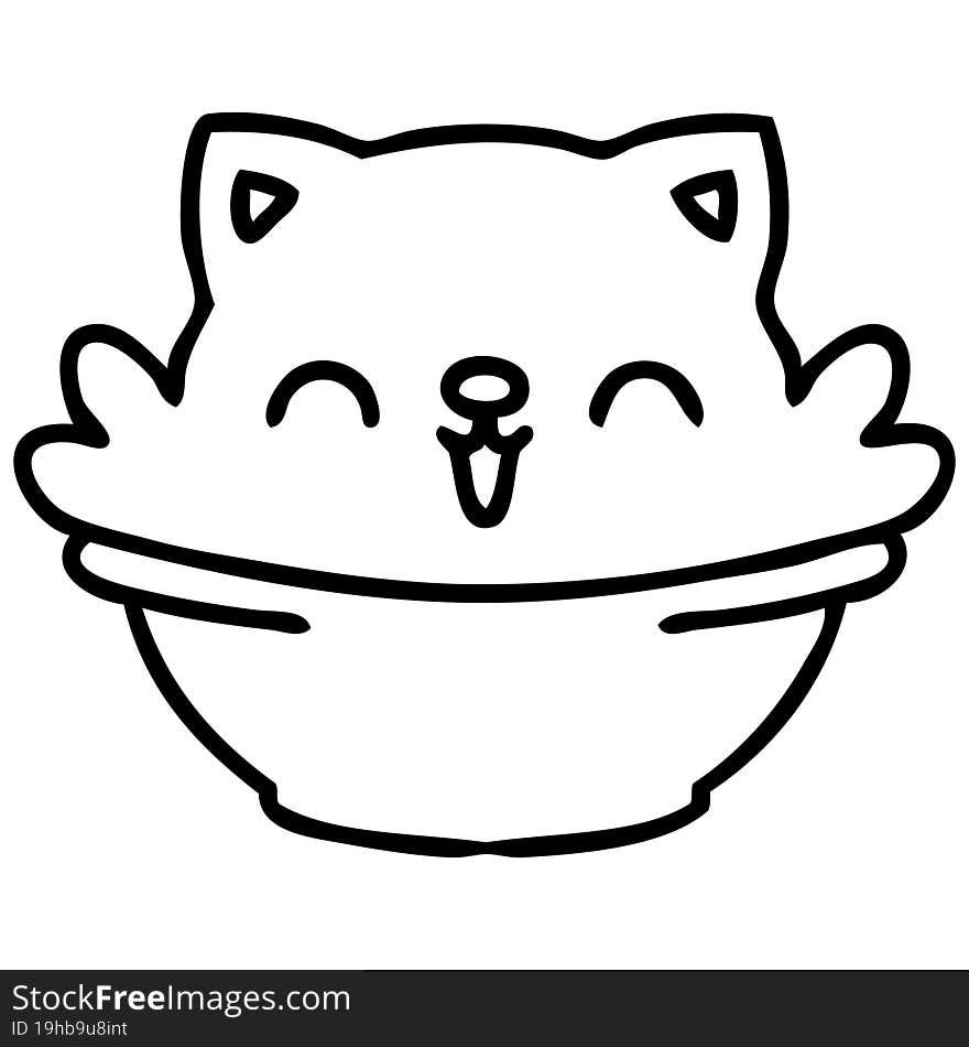 line doodle of some sort of cute cat pudding bowl thing