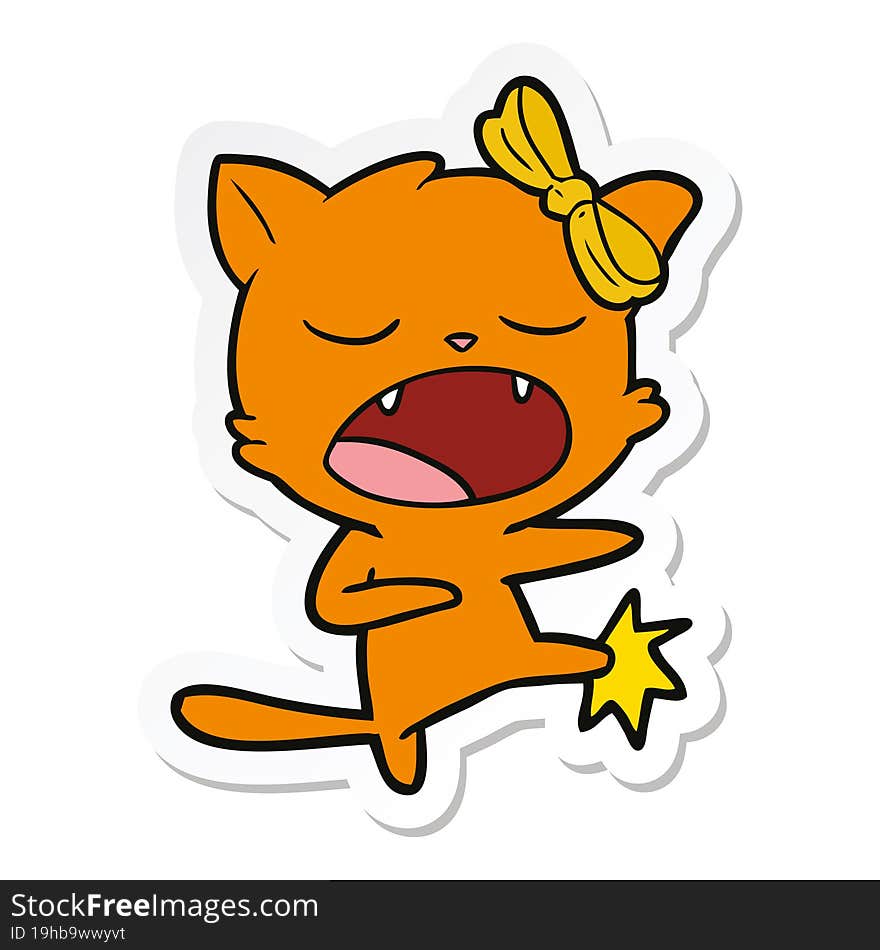 sticker of a cartoon kicking cat