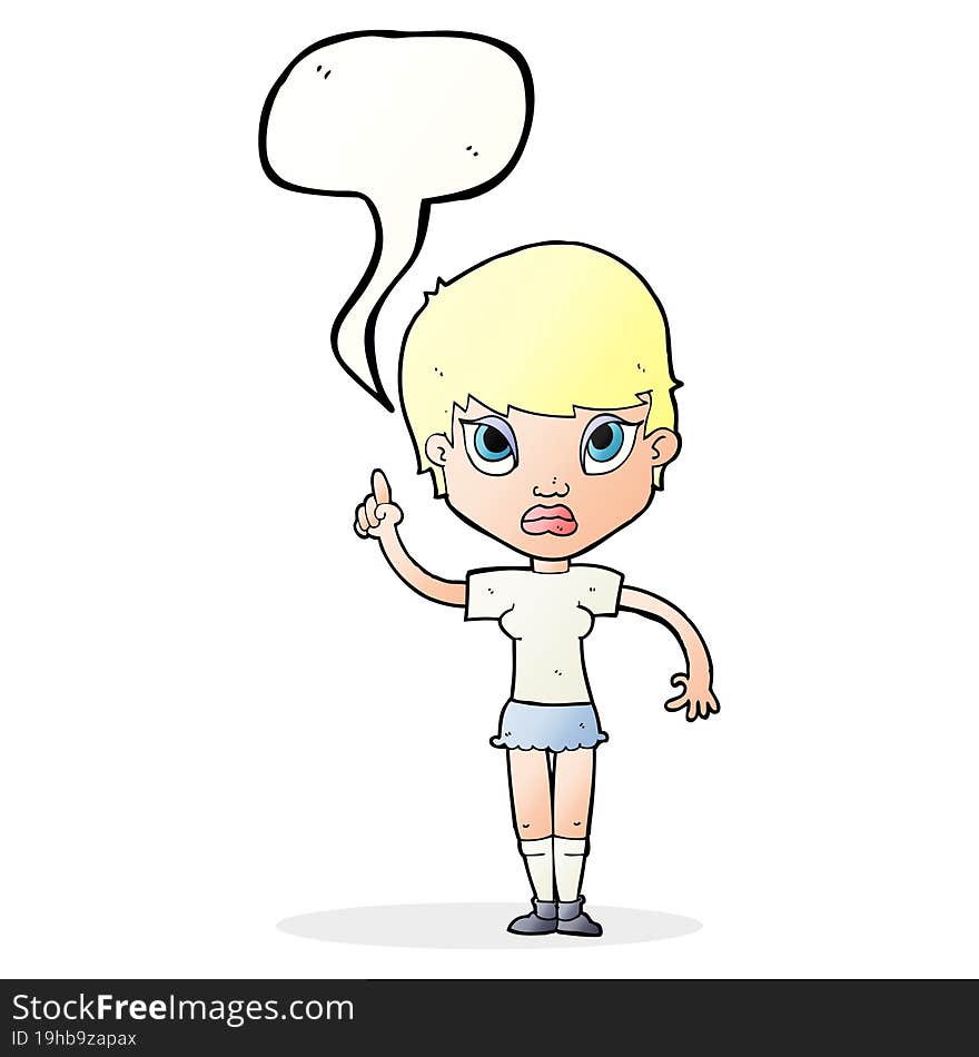 cartoon girl with idea with speech bubble