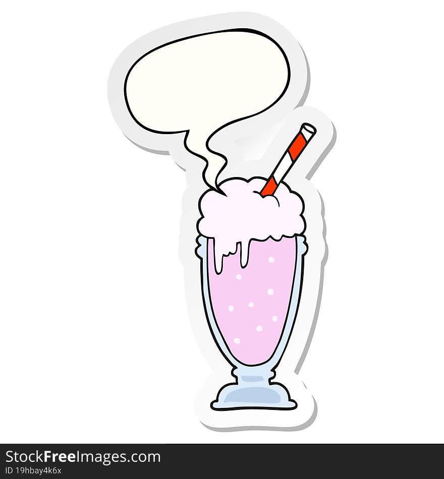 cartoon milkshake and speech bubble sticker