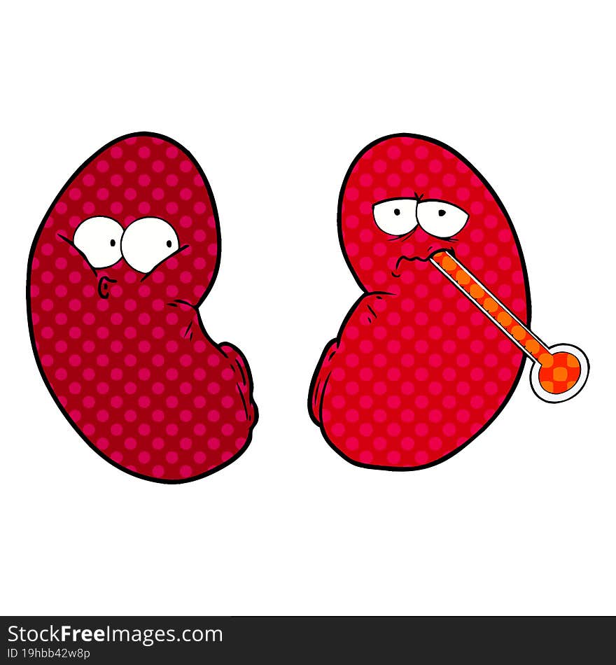 cartoon unhealthy kidney. cartoon unhealthy kidney