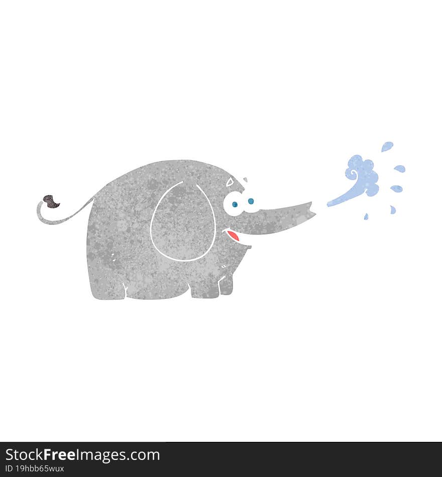 retro cartoon elephant squirting water