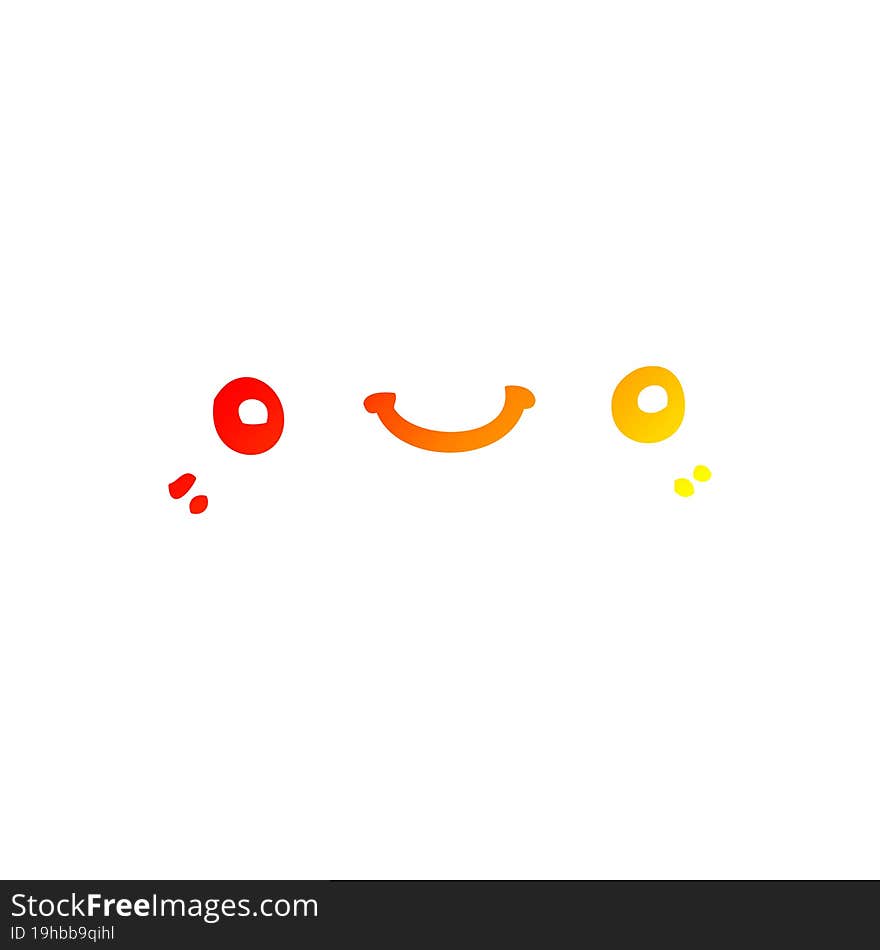 warm gradient line drawing of a cartoon cute happy face