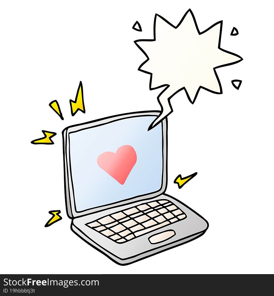 internet dating cartoon  with speech bubble in smooth gradient style