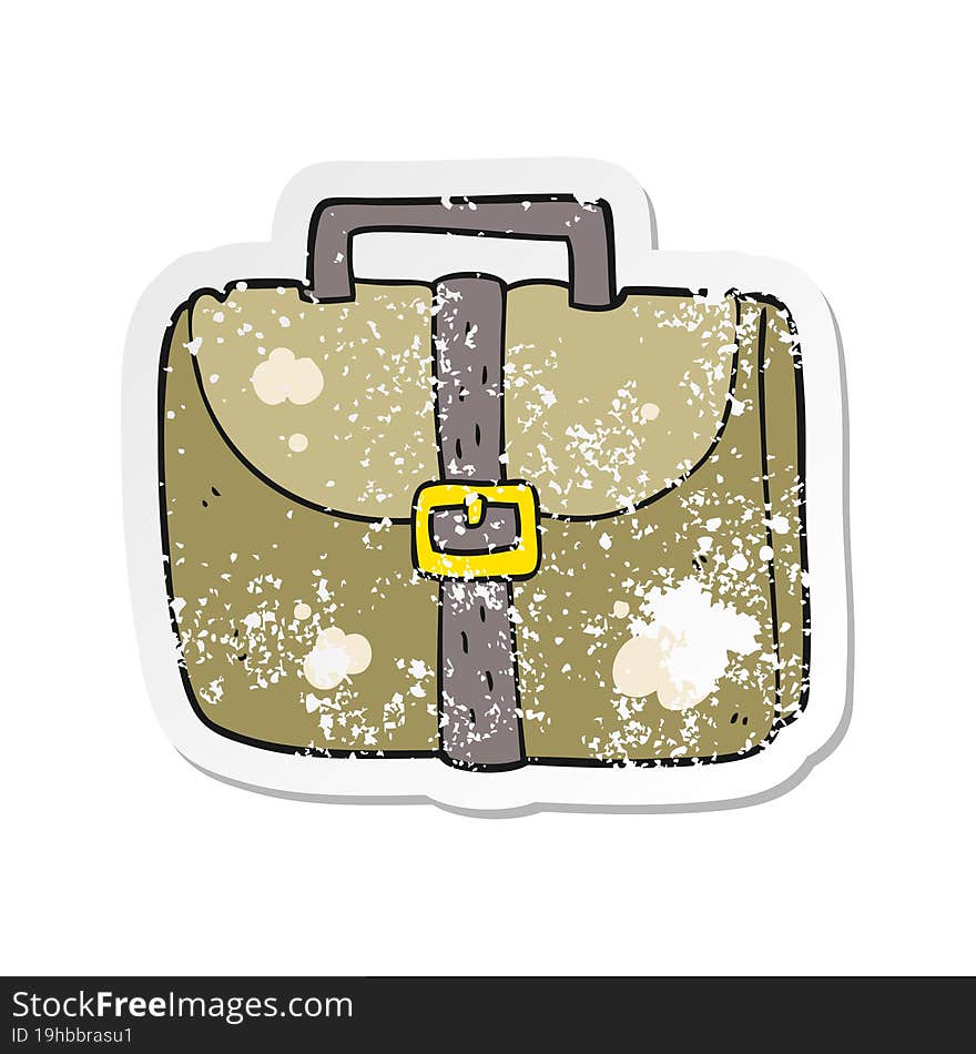 Retro Distressed Sticker Of A Cartoon Old Work Bag