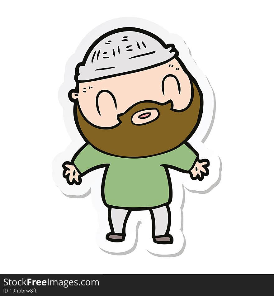 sticker of a cartoon bearded man