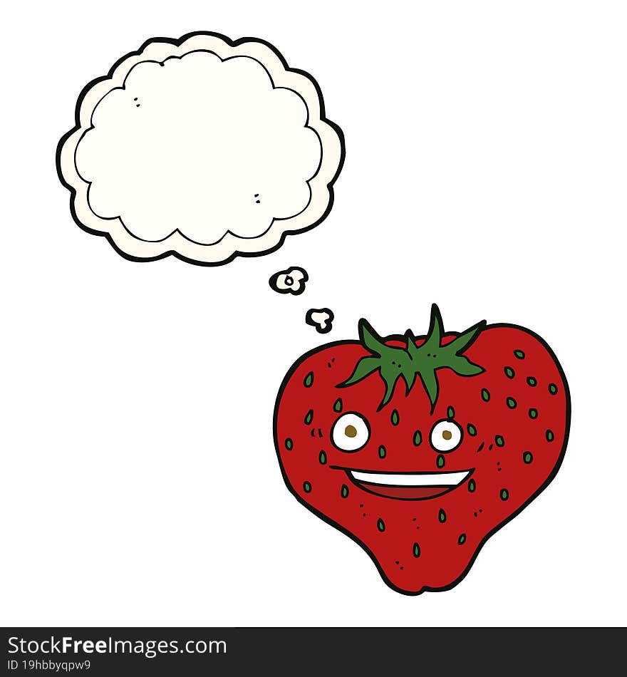 Cartoon Strawberry With Thought Bubble