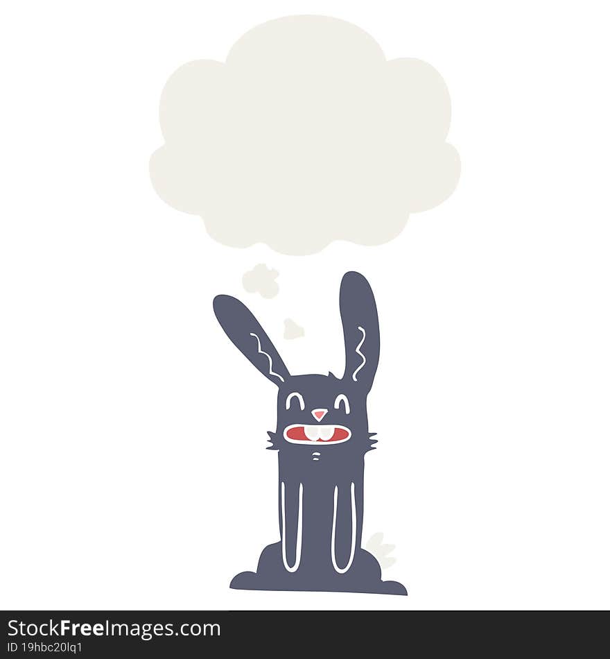 Cartoon Rabbit And Thought Bubble In Retro Style