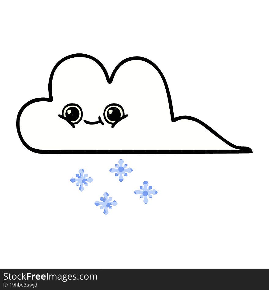 Comic Book Style Cartoon Snow Cloud